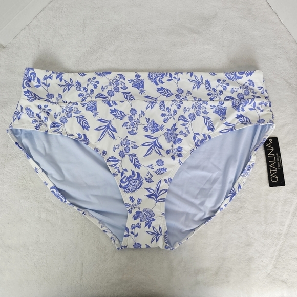Catalina 3X High-Waist Blue Floral Bikini Bottoms UPF50+ NWT Swim - Picture 4 of 10